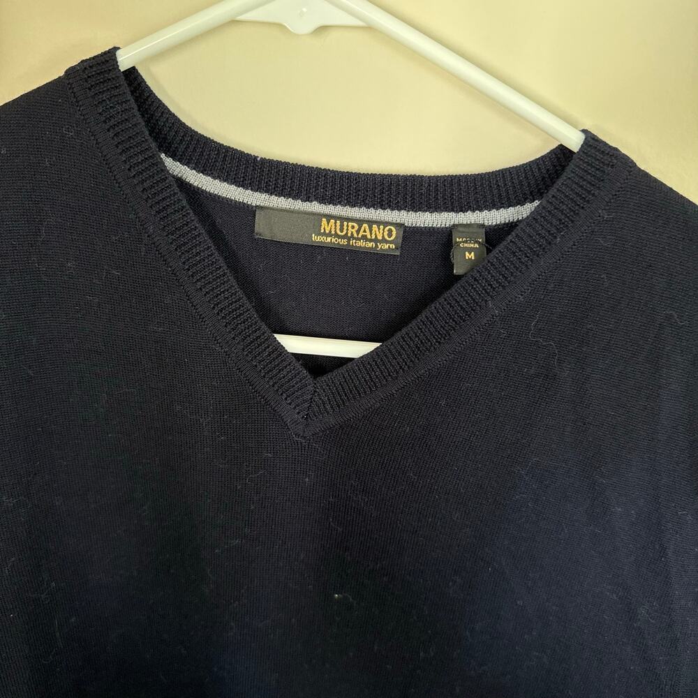 New With Tags Merino Wool Black V-Neck Sweater Vest Layering Ribbed Trim- Medium - Picture 4 of 9
